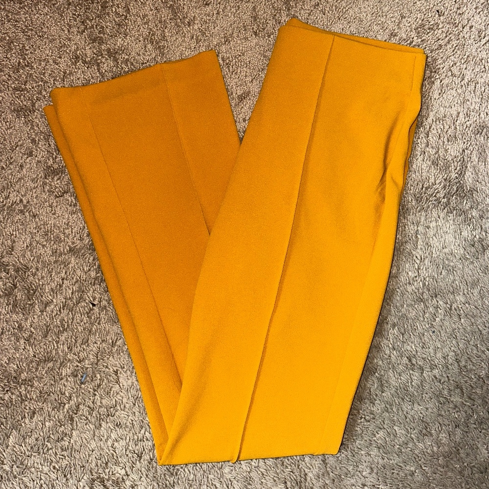 Mustard Yellow Pleated Dress Pants